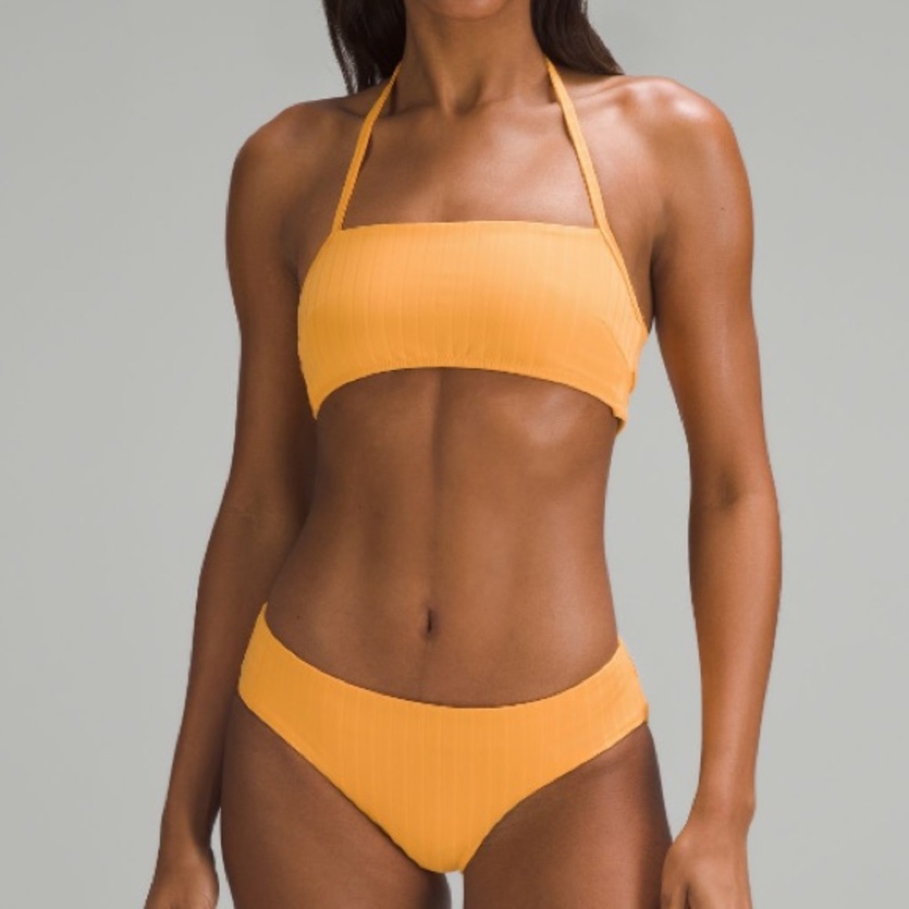 lululemon Ribbed Halter Cross-Back Swim Top * A/B Cups in mango dream